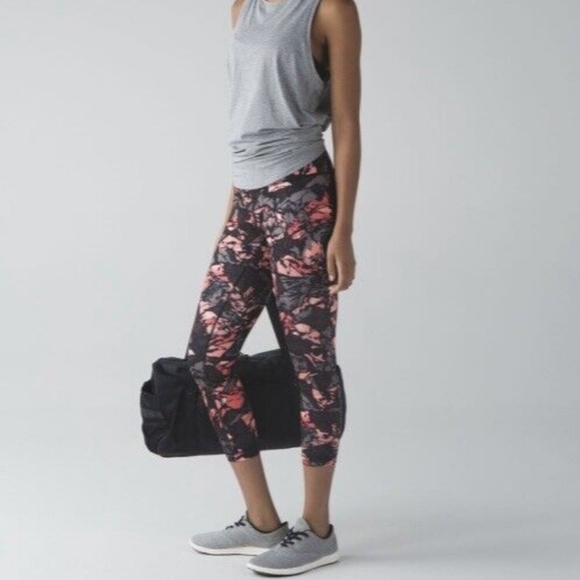 lululemon athletica Pants - Lululemon active wear pants leggings high times paint storm orange brown 10